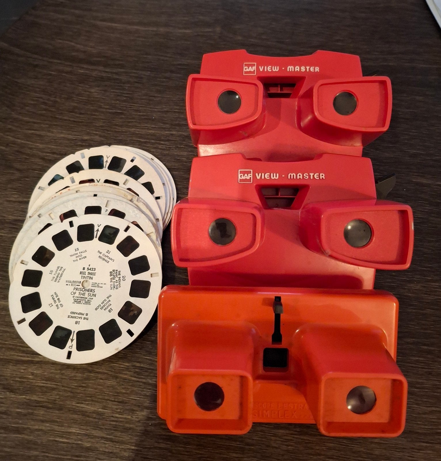 2x View Master met 12 schijfjes/1x Stereoscope, Simplex, Ophalen of Verzenden