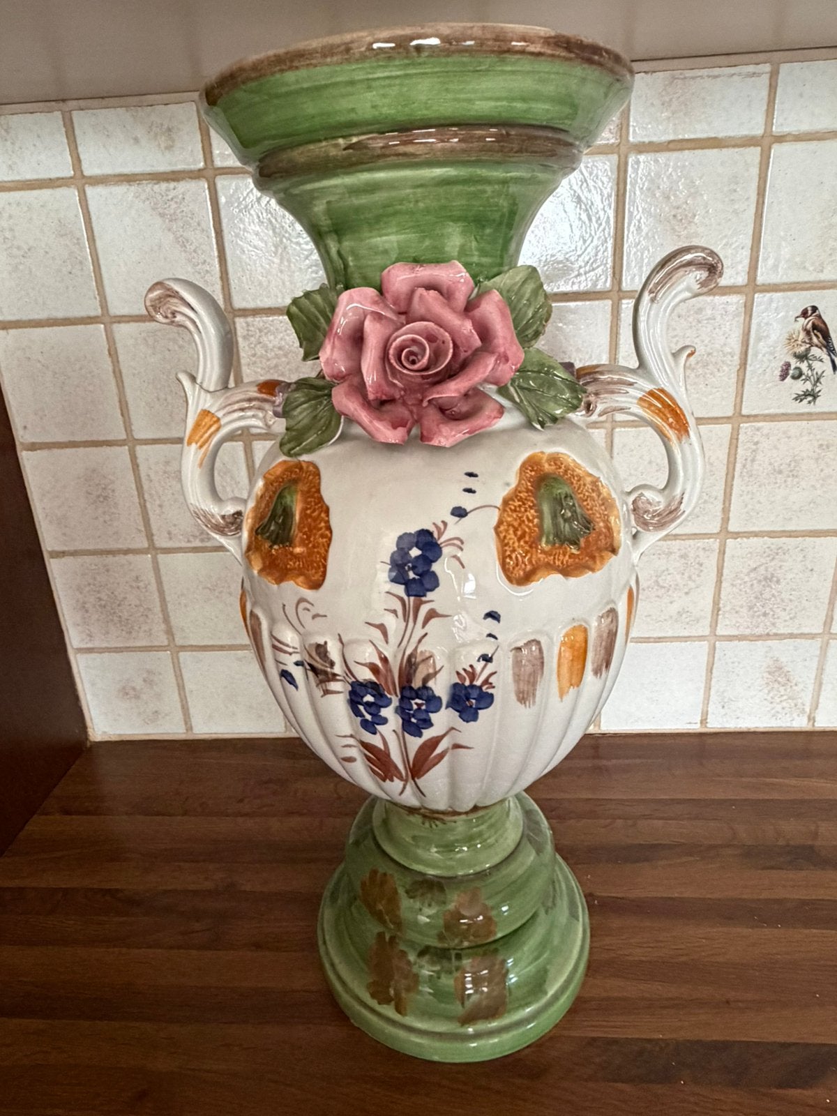 Grote handbeschilderde Italiaanse siervaas – 50 cm hoog, Ophalen