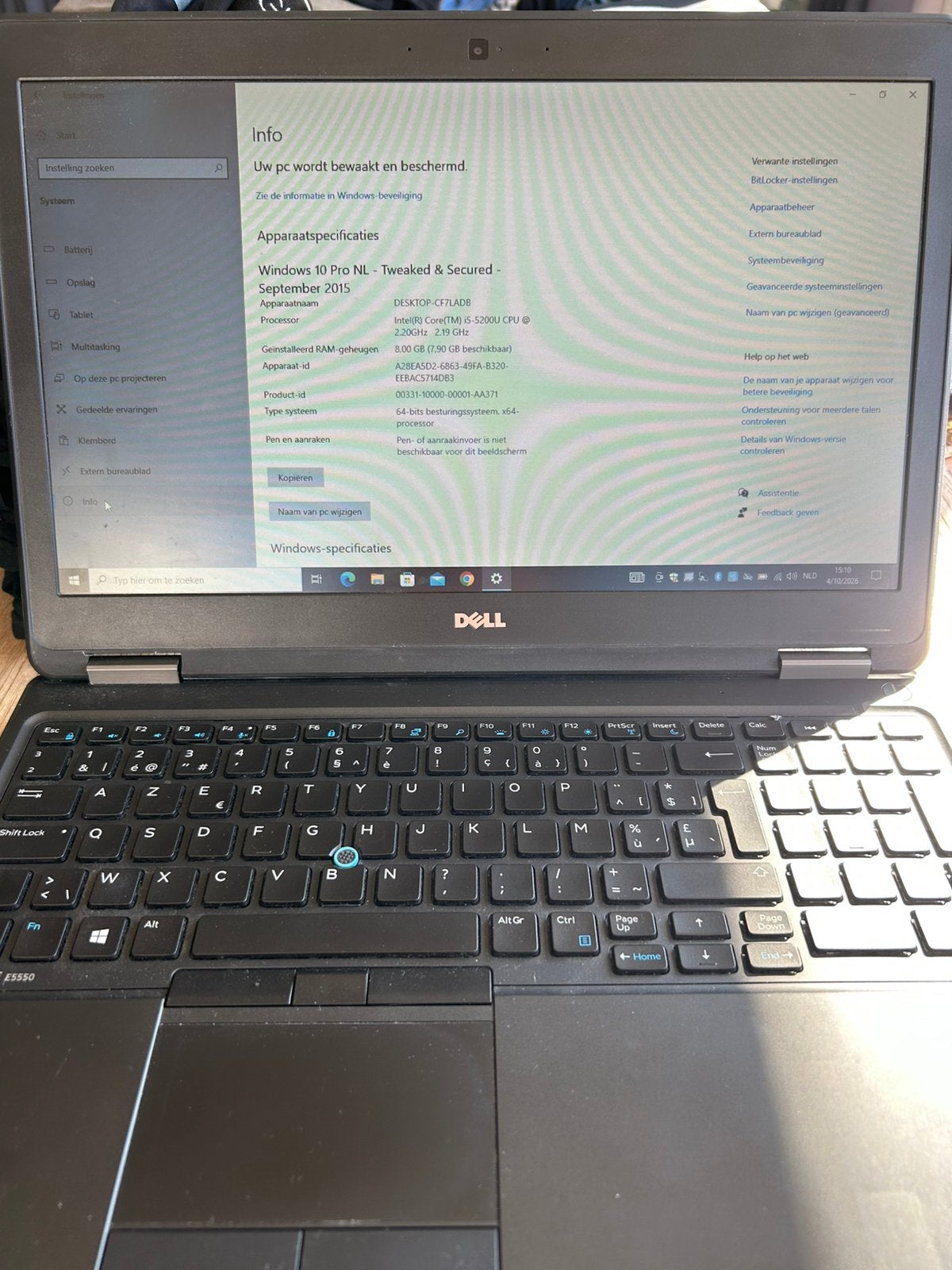 Laptop Dell Latitude E5550, Enlèvement ou Envoi, 8 GB, Utilisé, SSD
