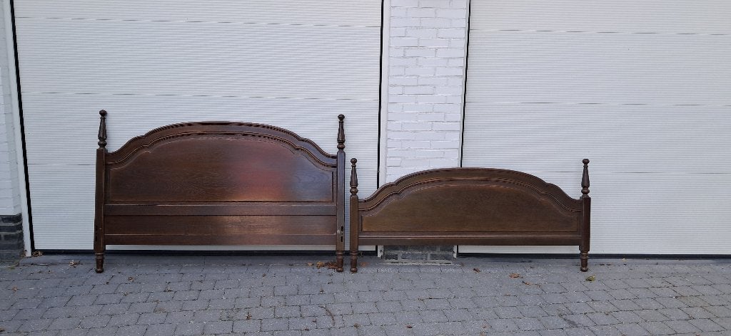 Eikenhouten bed, Ophalen, Gebruikt, Bruin, 210 cm