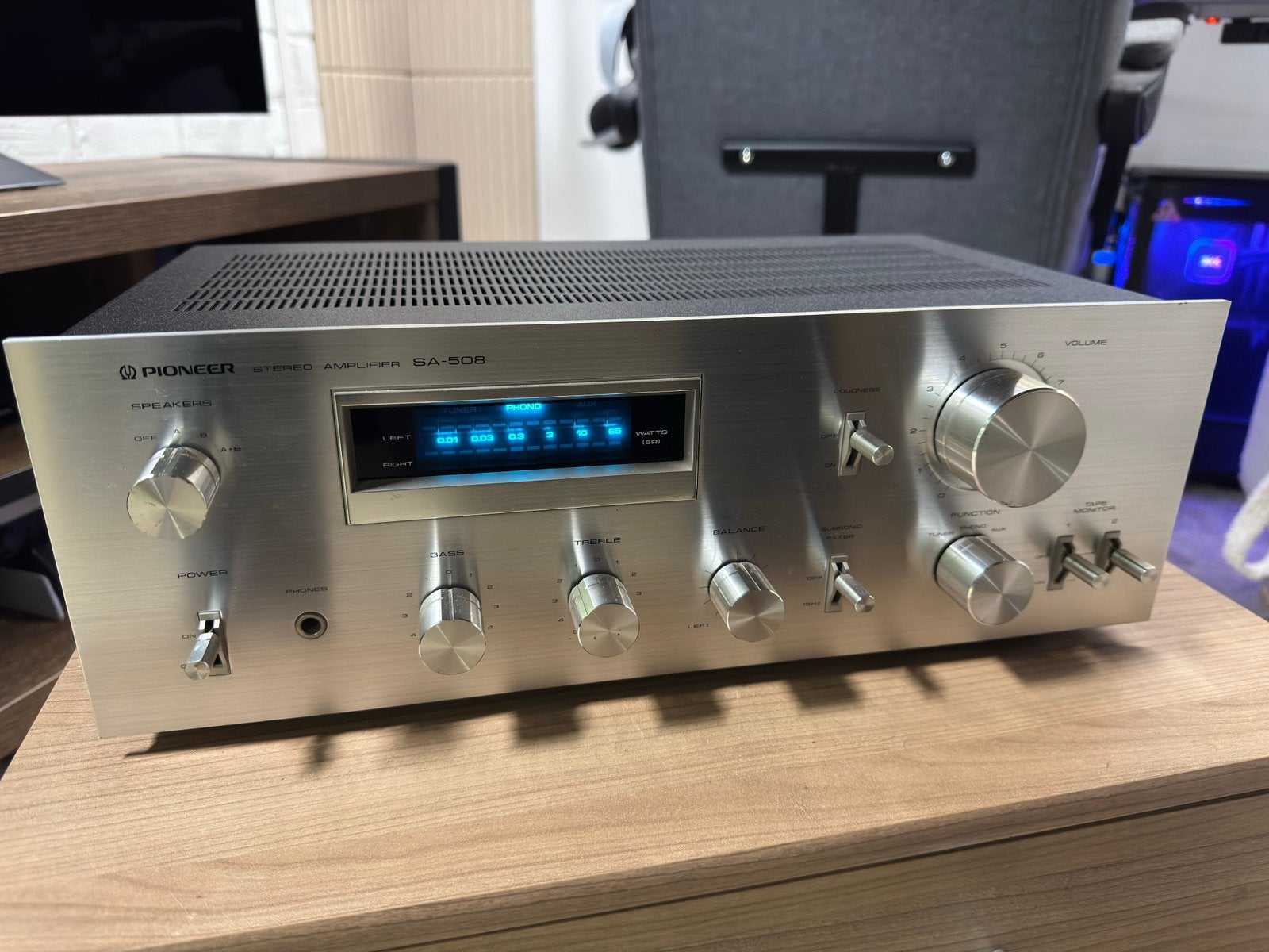 Pioneer SA-508 Vintage Versterker – Topstaat (Blue Line), Audio, Tv en Foto, Versterkers en Ontvangers, Ophalen, Zo goed als nieuw