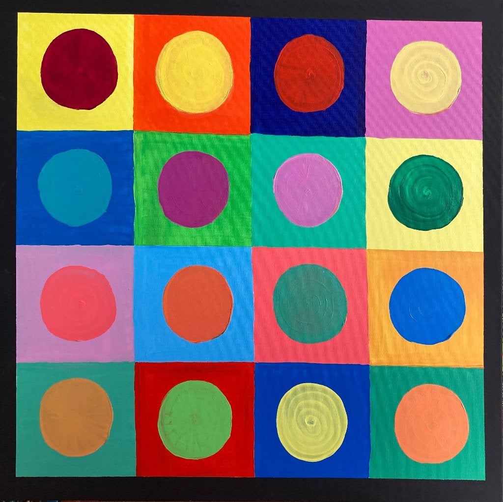 Peinture sur toile couleurs cadre tableau schilderij, Antiquités & Art, Abstrait, Peint à la main, Peinture acrylique, Autres matériaux