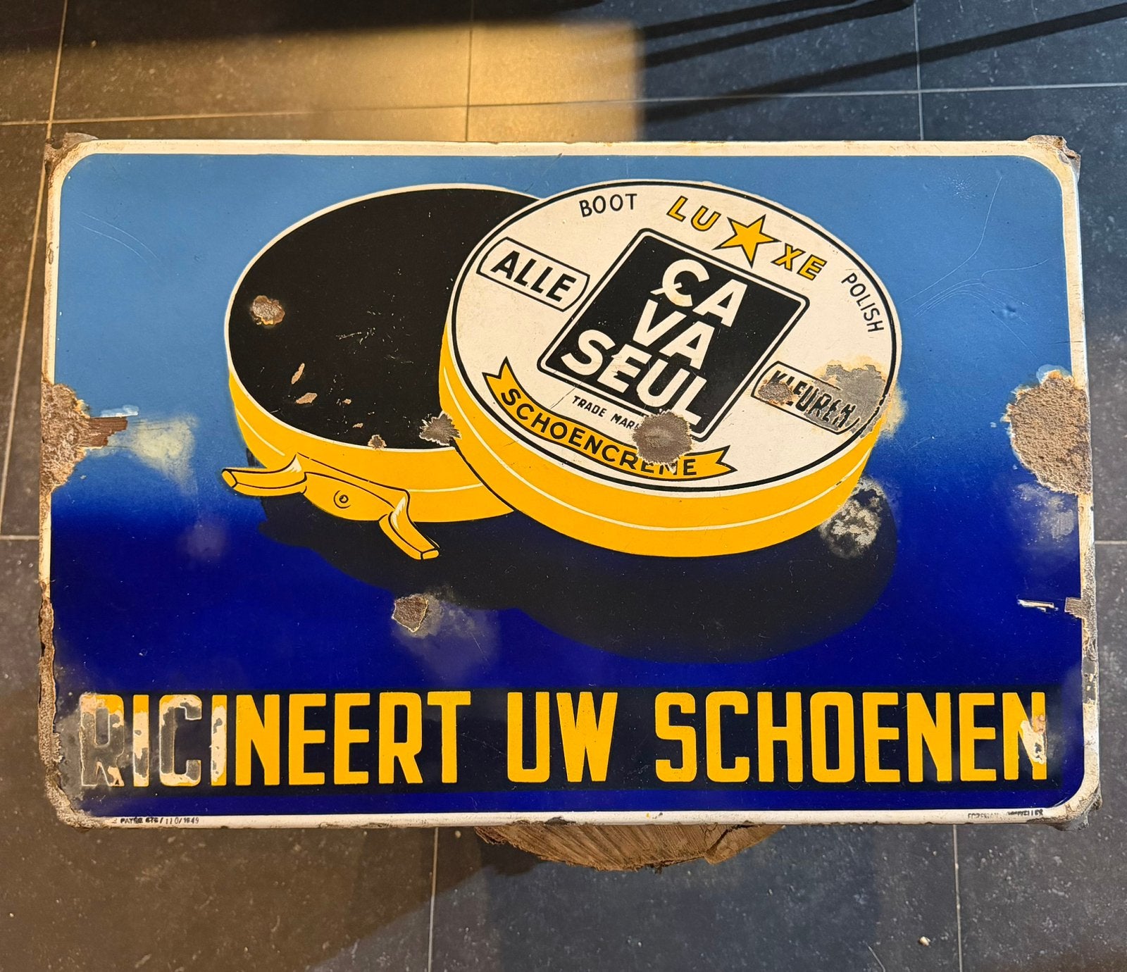 Emaille reclamebord ca va seul, Ophalen, Gebruikt, Reclamebord