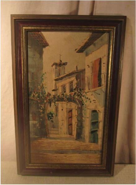 Mooi Geschilderd Werk 'Zuiders Steegje' - 42x36, Ophalen of Verzenden