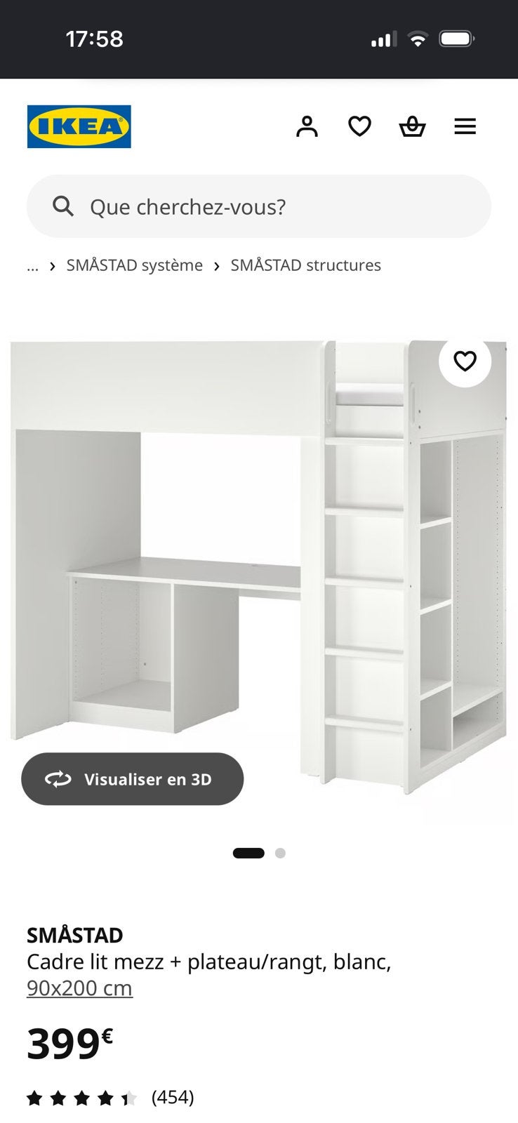 2x lits superposés blancs avec bureau et armoire, 90 cm, Une personne, 180 à 200 cm, Enlèvement