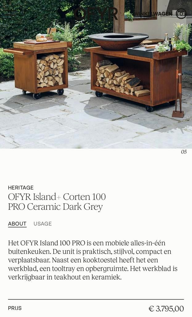 OFYR Island+ Corten 100 Ceramic Dark Grey, Enlèvement, Neuf