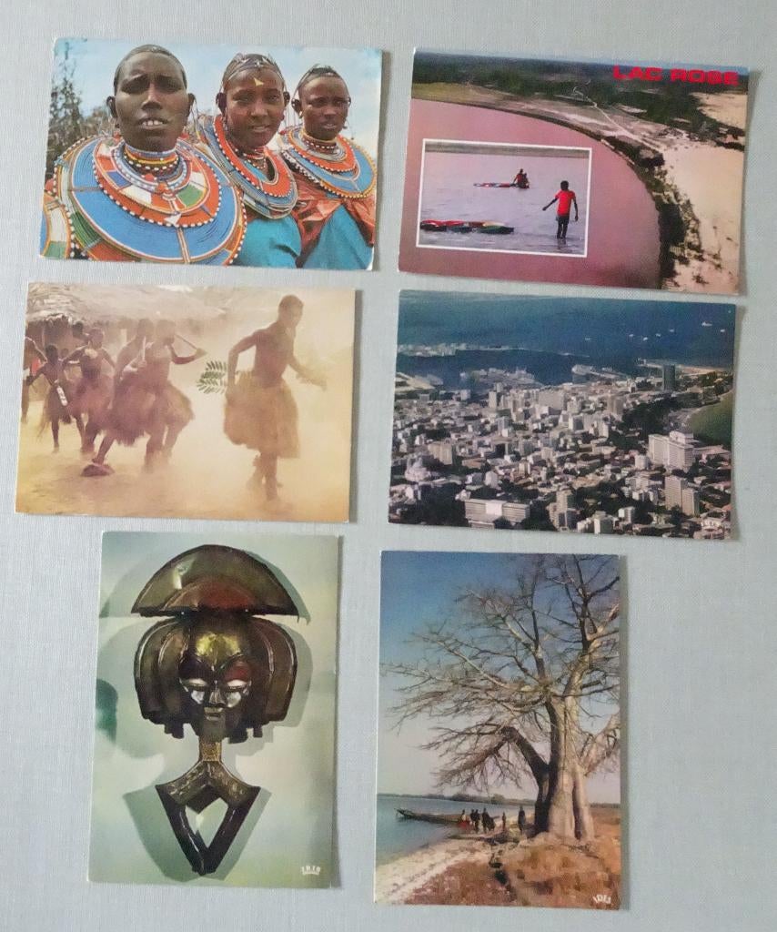 Afrika: kaarten van Senegal, Gabon, Ivoorkust en Kenya, Ophalen of Verzenden, Gelopen, Buiten Europa