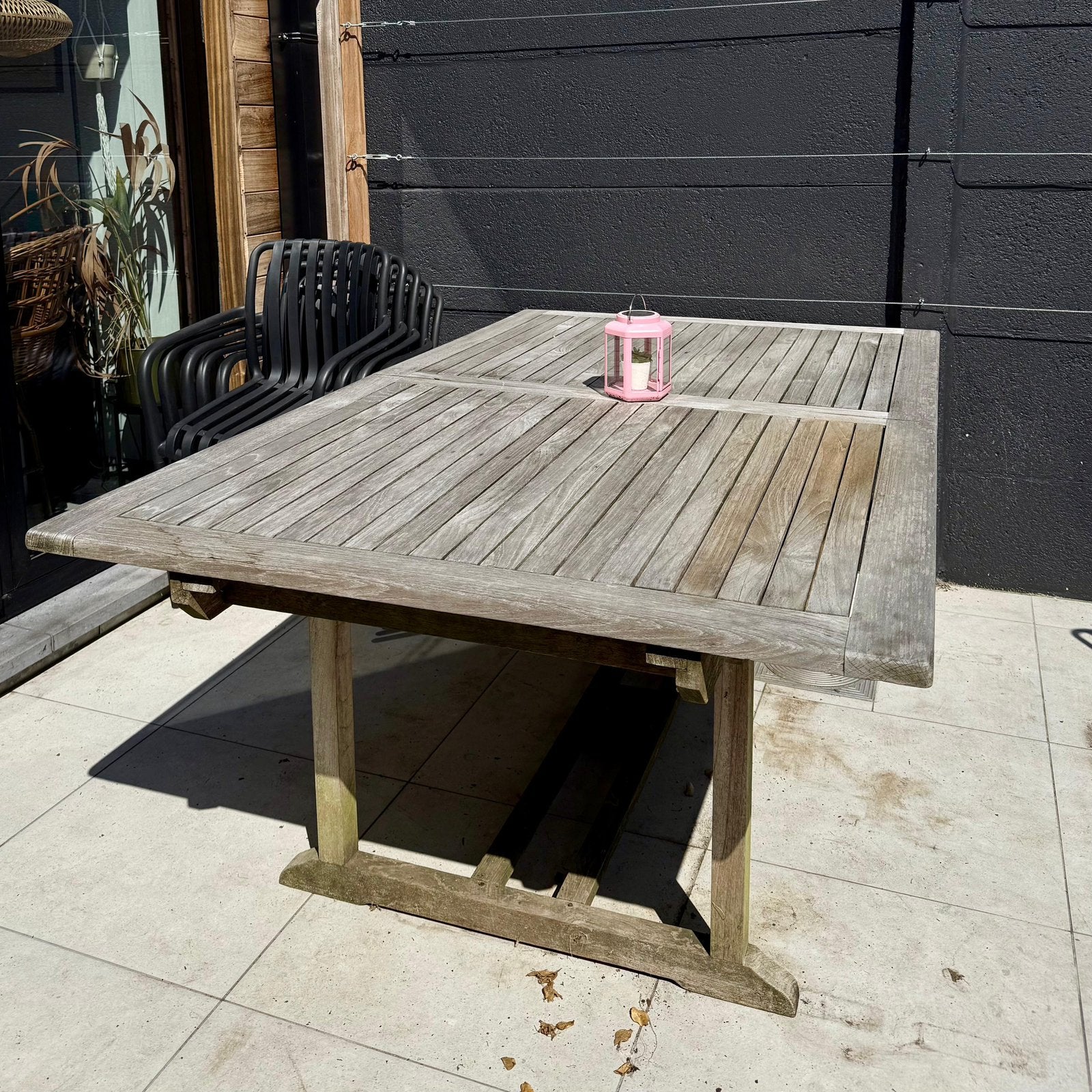 Massief grenen uitschuifbare tuintafel – 2 tot 3 meter, Ophalen, Gebruikt, Hout