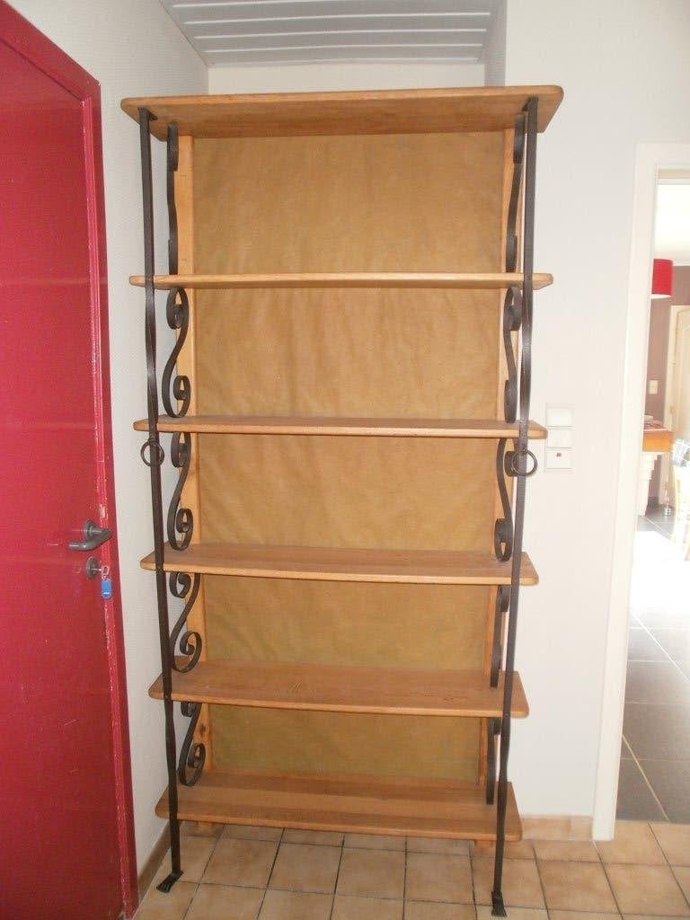 Zware eiken bar met toog en rek met 6 eiken leggers, Enlèvement, Utilisé
