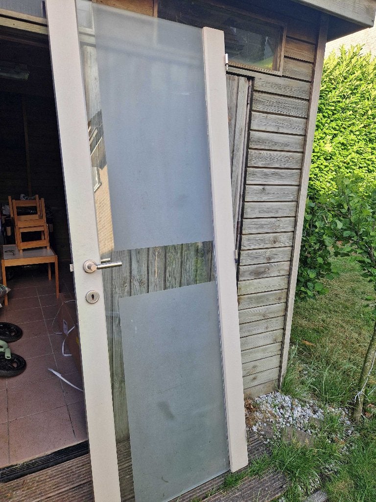 Binnendeur met glazen strook – inclusief deurklink, Doe-het-zelf en Bouw, Deuren en Vliegenramen, Ophalen, Gebruikt, Minder dan 80 cm