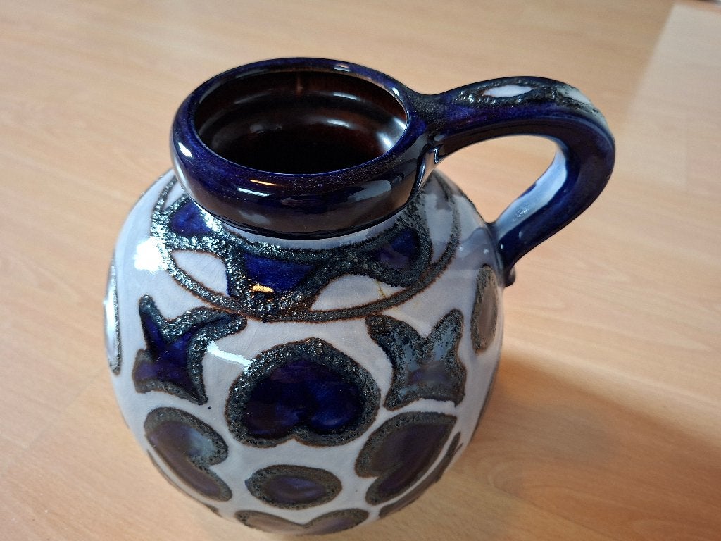 Blauw 'Lora'-patroon Fat Lava Vaas Scheurig (West-Germany), Antiek en Kunst, Ophalen of Verzenden