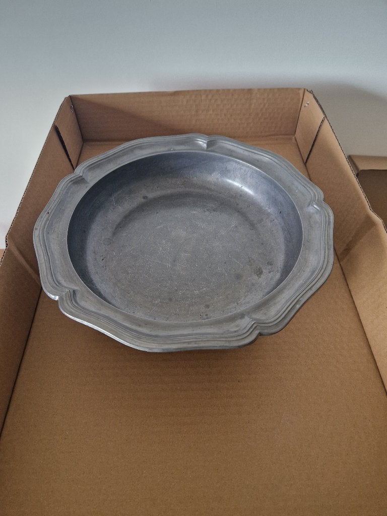 tinnen schaal - vintage, Overige materialen, Schaal, Rond, Ophalen of Verzenden