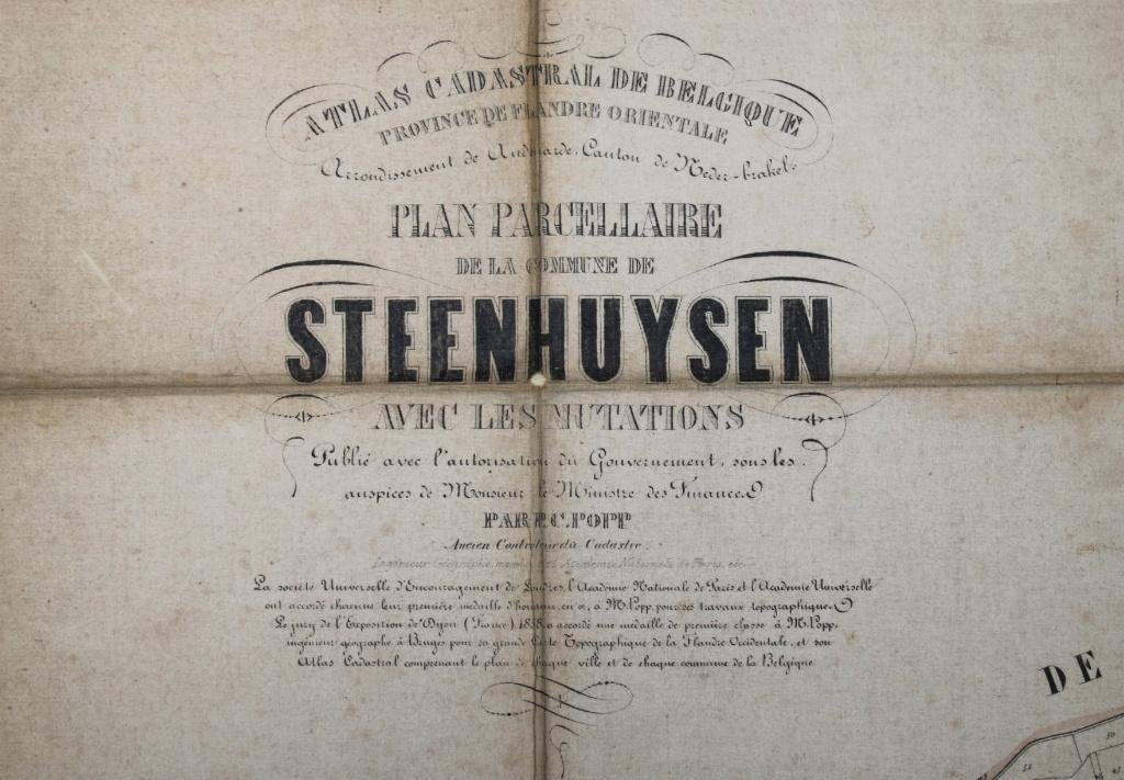 oude kaart Steenhuize, PC Popp, 19eeuw, Antiek en Kunst, Ophalen of Verzenden