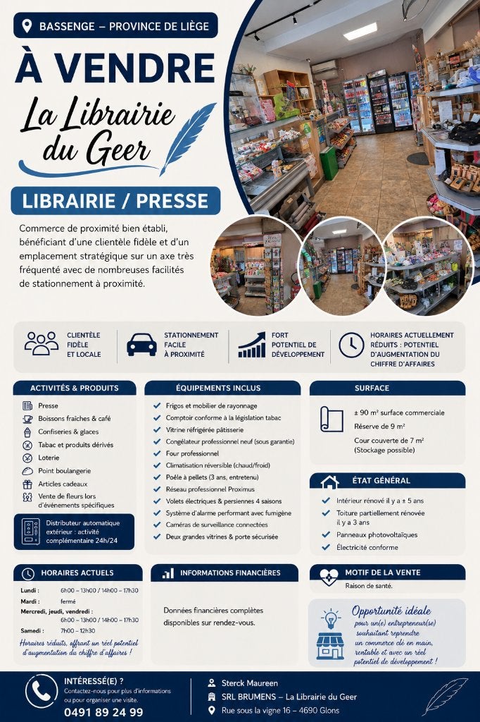 Librairie/presse a remettre
