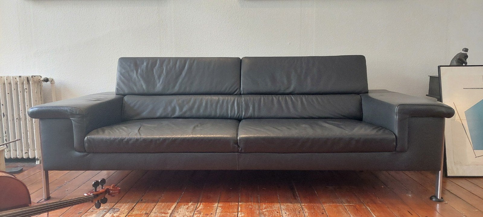 canapé 3 places noir anthracite excellent état, Maison & Meubles, Canapés | Salons, Trois personnes, 100 à 125 cm, 200 à 250 cm
