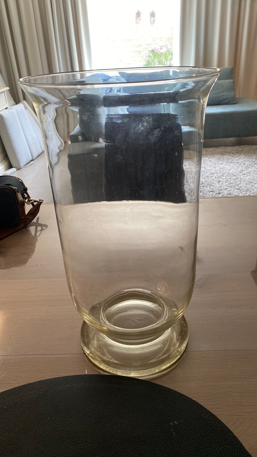 Vaas of kaarsenhouder glas, Huis en Inrichting, Woonaccessoires | Stolpen, Glas, Ophalen, Zo goed als nieuw