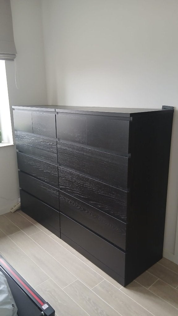 IKEA MALM kast – 6 lades – Zwart – 80 cm | Zo goed als nieuw, Huis en Inrichting, Ophalen, 5 laden of meer, 100 tot 150 cm, Eikenhout
