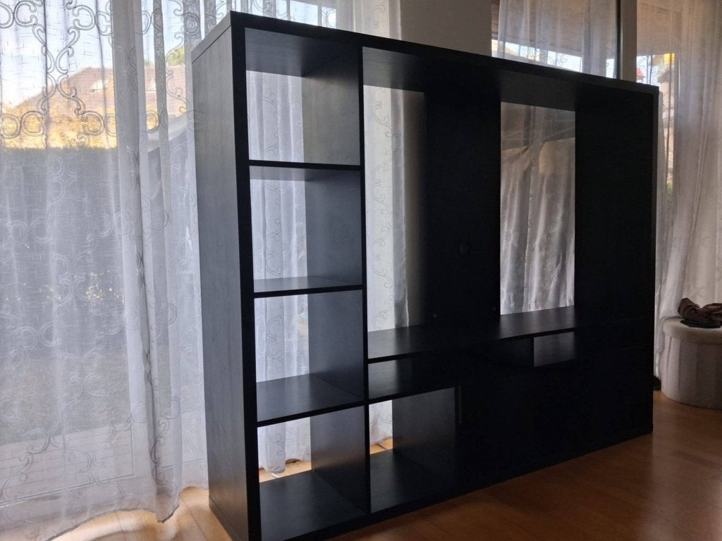 Meuble TV IKEA LAPPLAND noir brun 183x39x147 cm, Ophalen, 100 tot 150 cm, 150 tot 200 cm, Zo goed als nieuw