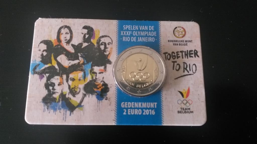 Pièce commémorative belge de 2€ 2016 en Coincard., Enlèvement ou Envoi, Belgique, 2 euros, Monnaie en vrac