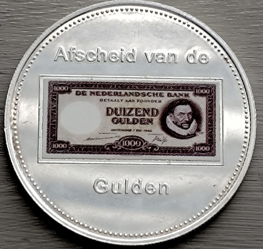 medaille Nederland:afscheid van de gulden:1000 gulden, Ophalen of Verzenden