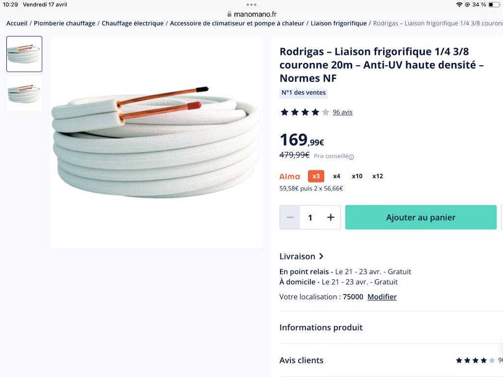 Pour climatisation ligne frigo 1/4 et 3/8, Electroménager, Climatiseurs, Enlèvement, Neuf