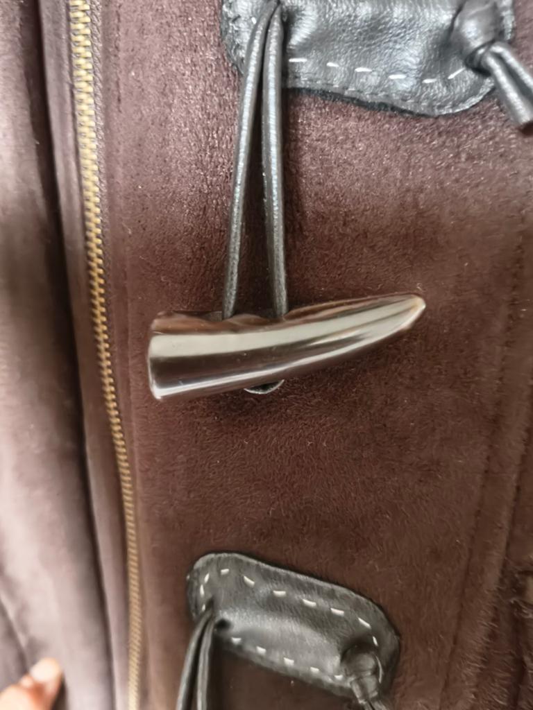 Bruin suède jas met bruine kraag, Ophalen, Bruin