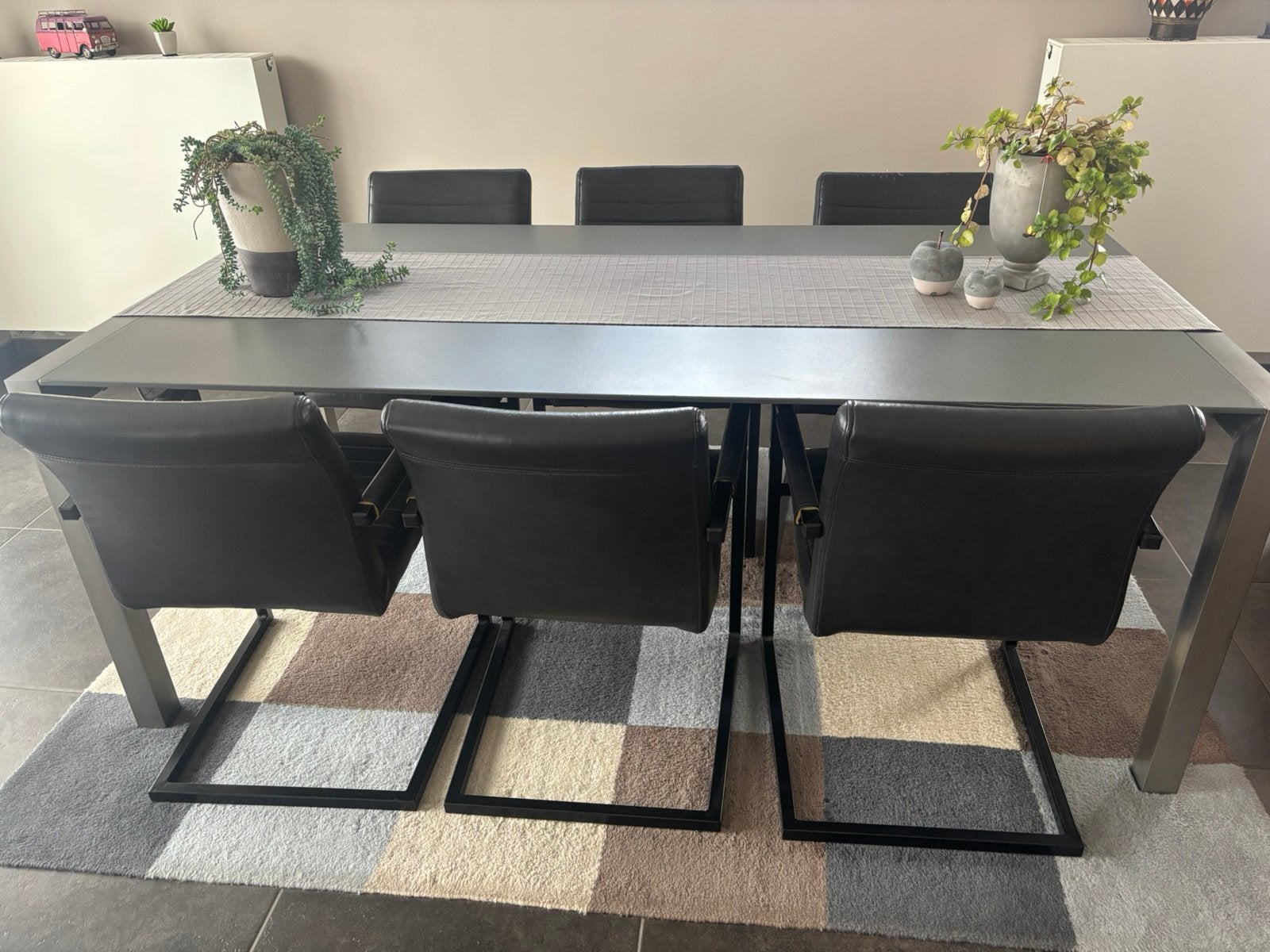 Moderne eettafel + 6 stoelen GRATIS, Enlèvement, Utilisé, Rectangulaire, Moderne