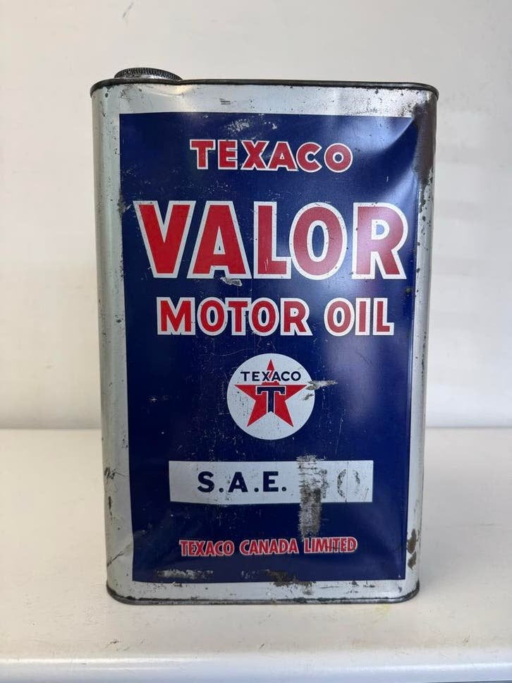 Vintage Texaco Valor Motorolie Blik, Antiquités & Art