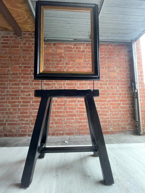 Vintage zwarte houder met  fotokader, Antiek en Kunst, Ophalen