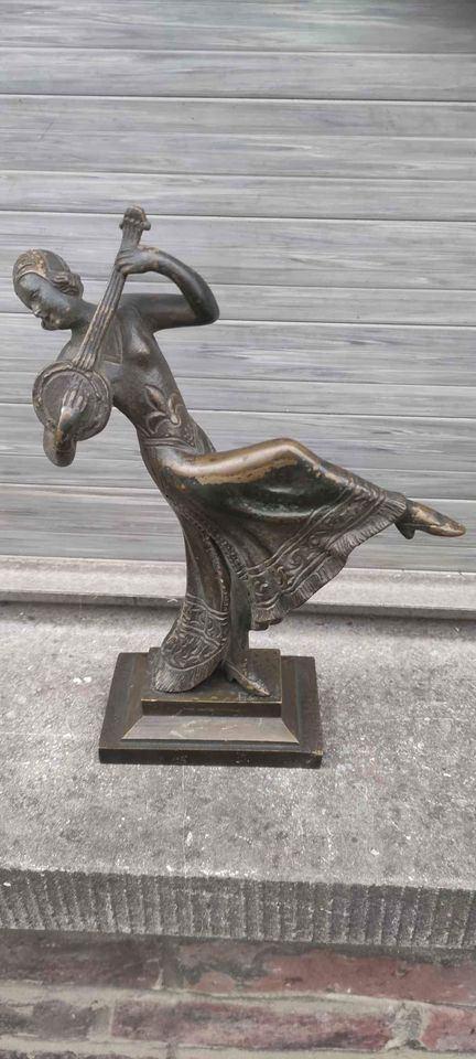 Bronze femme art deco signe f gosse, Ophalen of Verzenden, Brons