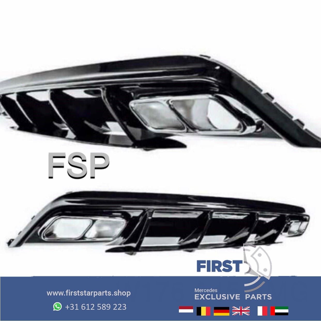 W176 FACELIFT A45 AMG DIFFUSER + UITLAAT SIERSTUKKEN AERO PA, Auto-onderdelen, -, -, -