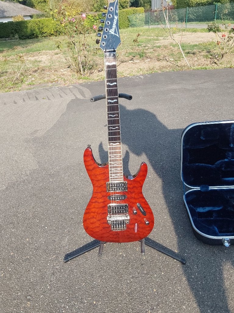 Ibanez S470 DXQM (gemaakt in Korea 2004) + harde hoes, Muziek en Instrumenten, Ophalen, Gebruikt, Solid body, Ibanez
