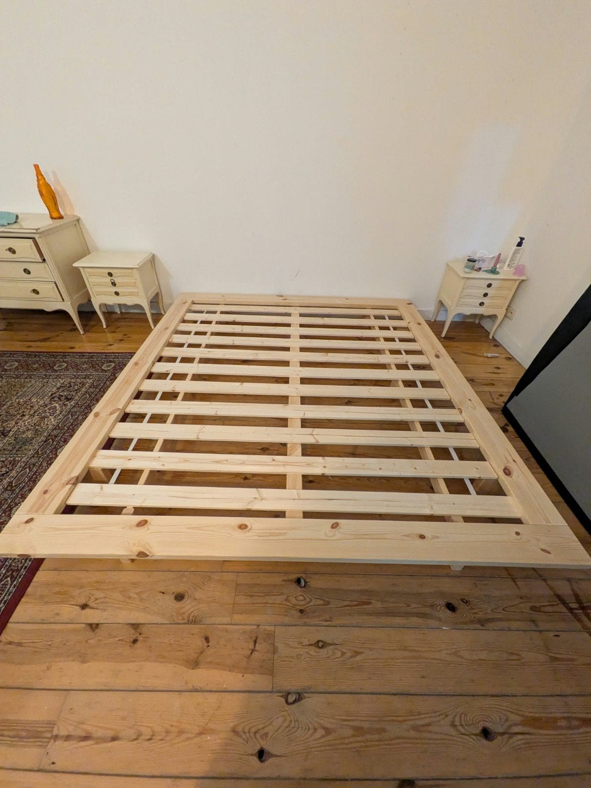 lit japonais futon / japan bed 180x200 en chêne, Ophalen, Zo goed als nieuw, Twijfelaar, Matras