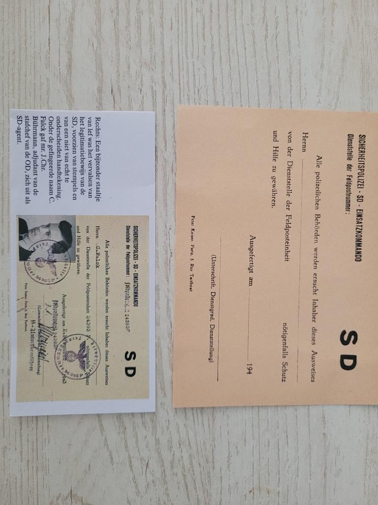 Vervalst ausweis document sicherheidsdienst, Verzamelen, Ophalen of Verzenden
