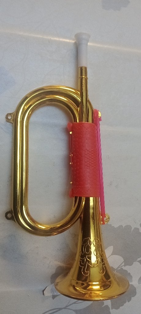 Trompette carnaval dorée vintage plastique 34x16 cm, Enlèvement ou Envoi, Utilisé