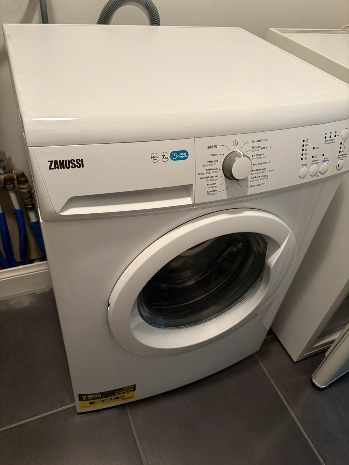 Zanussi wasmachine, Ophalen, Gebruikt, Minder dan 85 cm, 1200 tot 1600 toeren