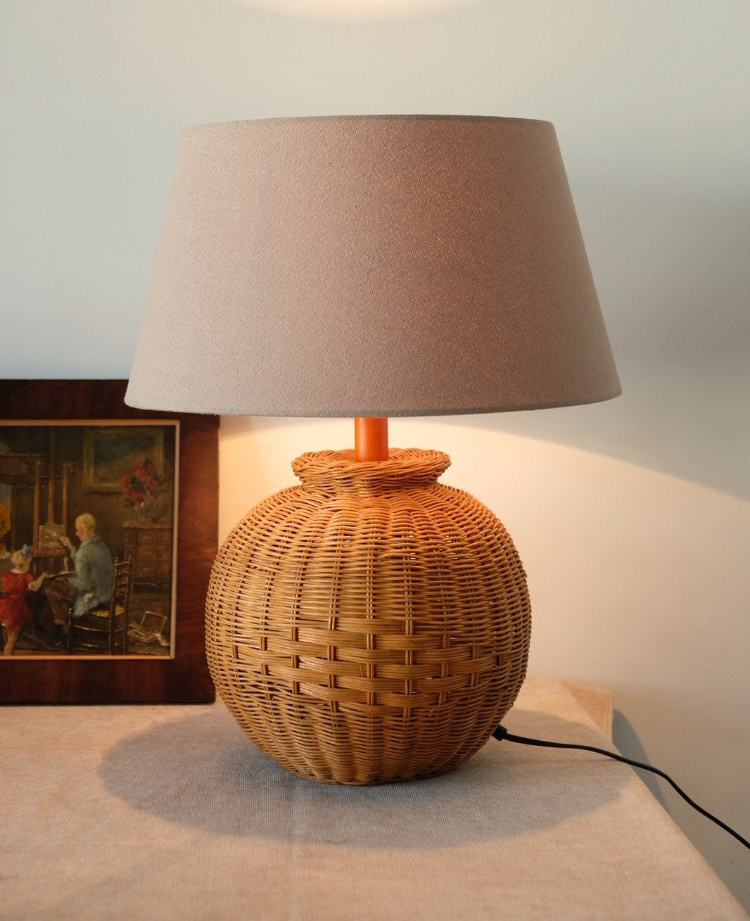 Vintage rotan lamp, Antiek en Kunst, Antiek | Verlichting, Ophalen
