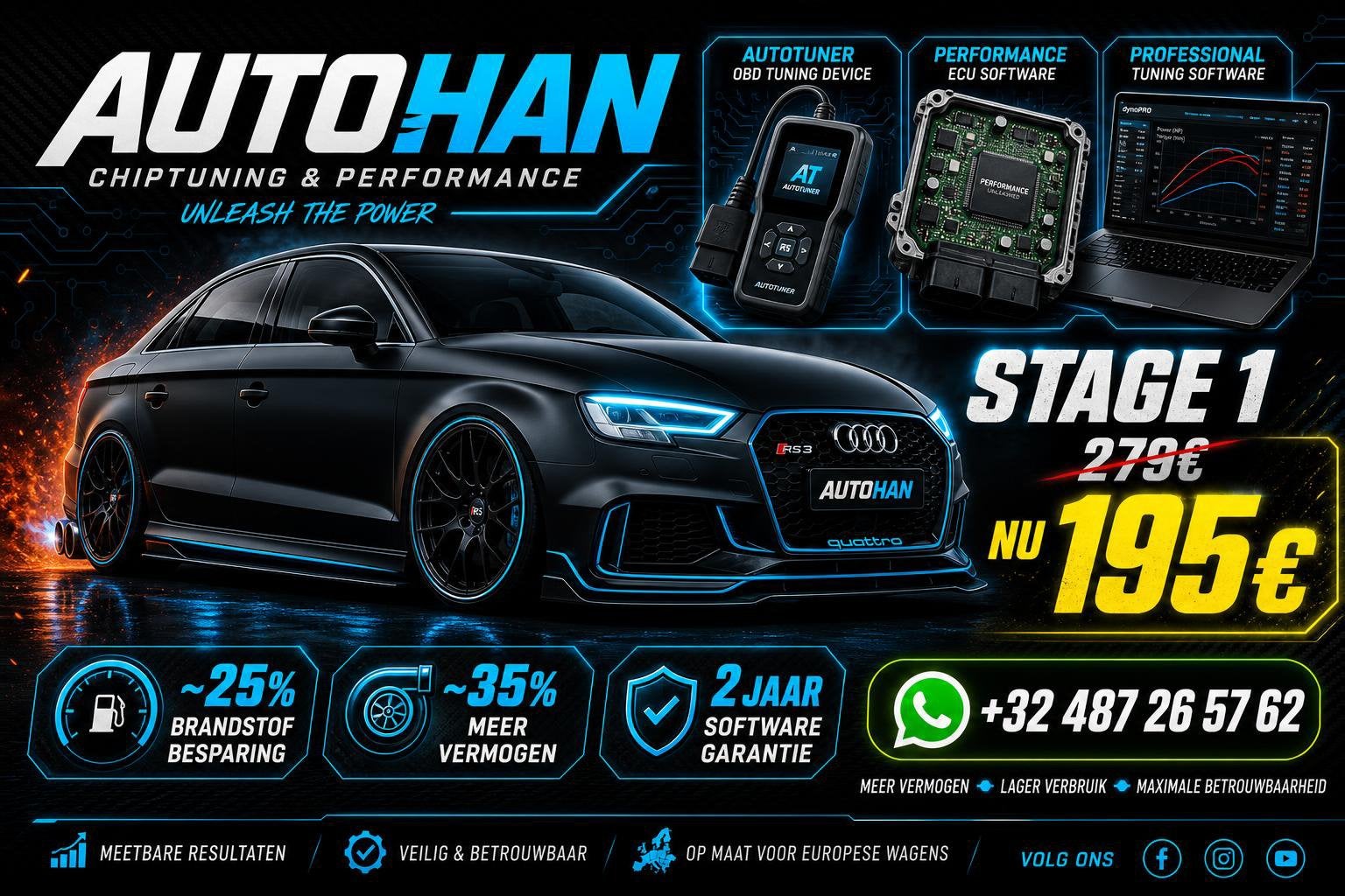 Chiptuning Stage 1/2 | EGR/DPF/ADBLUE/CATo2 | ECU & TCU, Auto diversen, Tuning en Styling, Ophalen