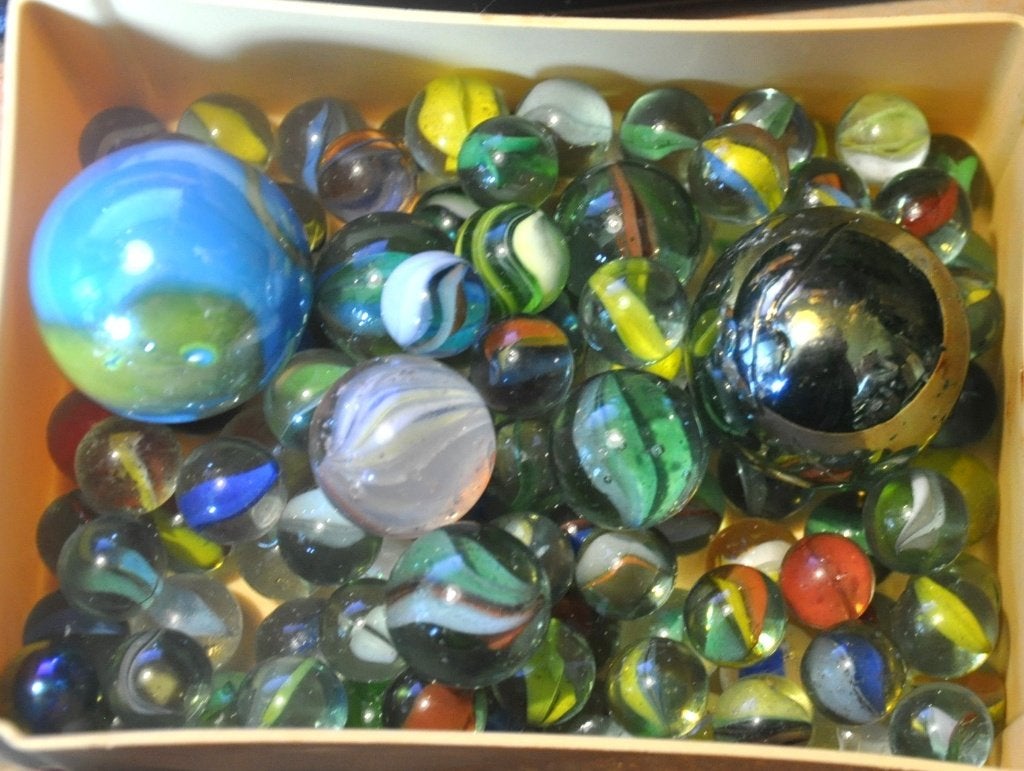 lot de 113 billes de verre divers taille et teintes, Collections, Enlèvement ou Envoi, Utilisé