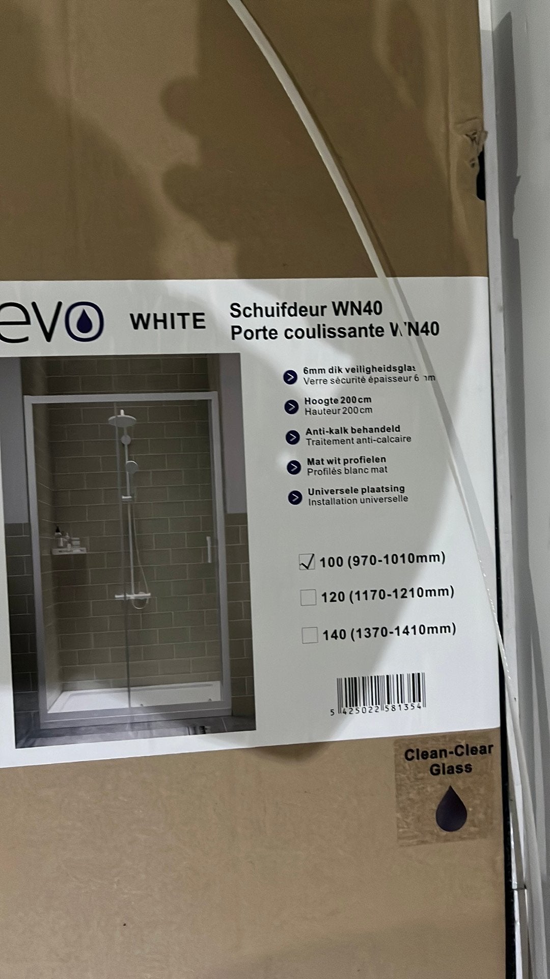 Verstelbare douchedeur 100 cm (970-1010 mm), Huis en Inrichting, Ophalen, Nieuw, Overige typen, 200 cm of meer