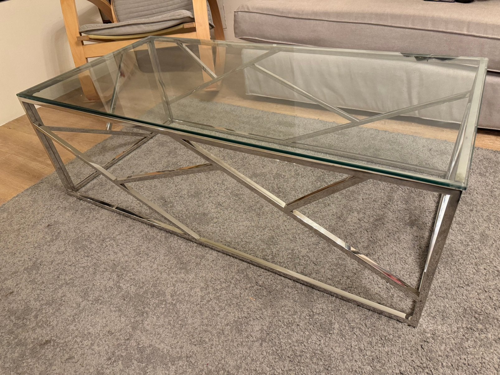 Table basse en verre et metal pour salon, Enlèvement, Comme neuf, Verre