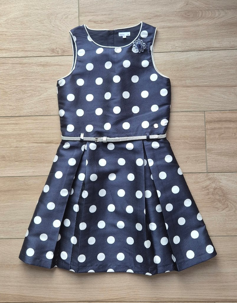 Mila by JBC feestjurk donkerblauw met stippen – maat 152, Meisje, Ophalen of Verzenden, Zo goed als nieuw, Jurk of Rok