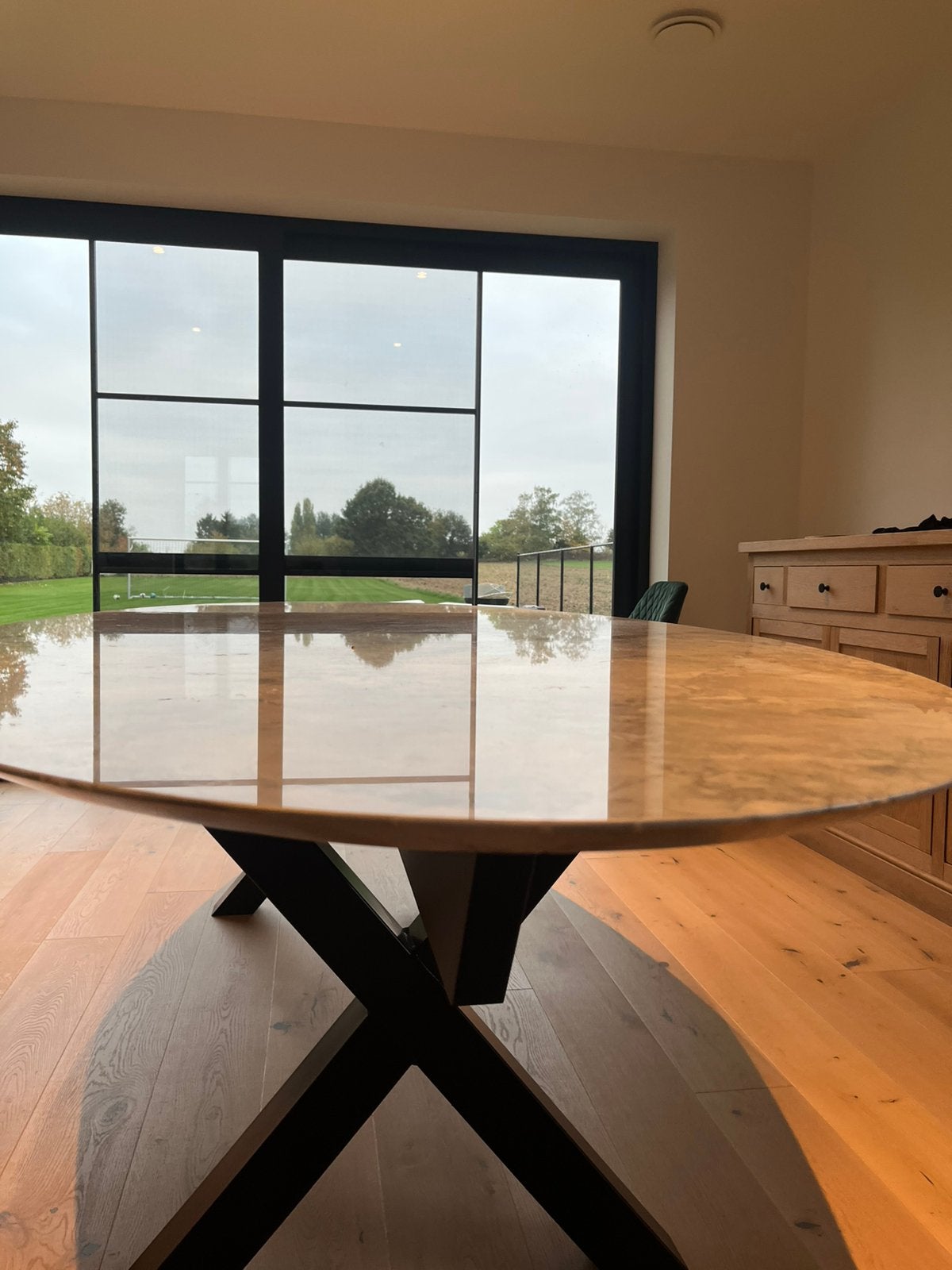 Eettafel mamer 290cm lang, Huis en Inrichting, Tafels | Eettafels, Ophalen, 100 tot 150 cm, 200 cm of meer, Zo goed als nieuw