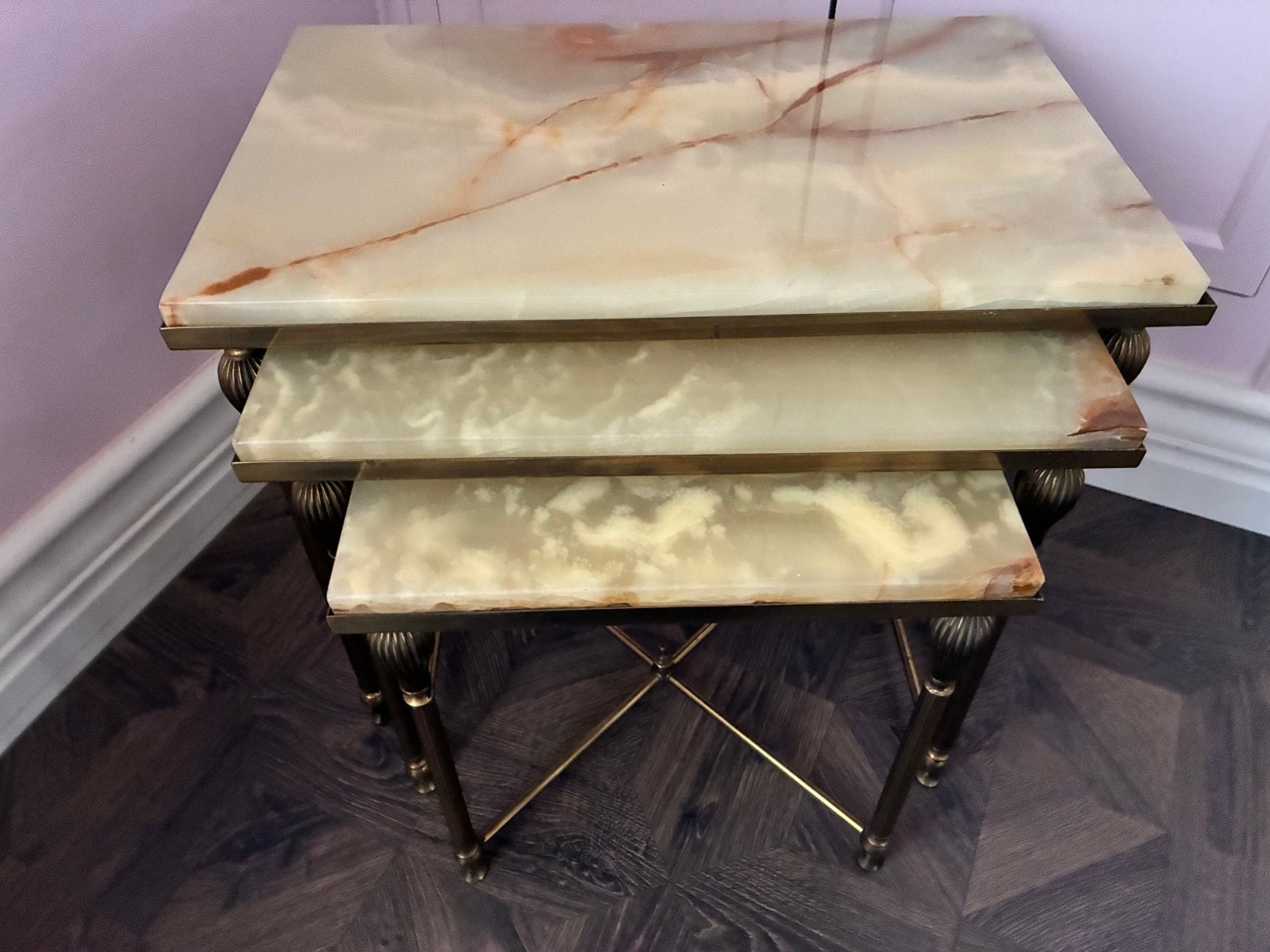Set van onyx marmer tafeltjes, Enlèvement, Comme neuf