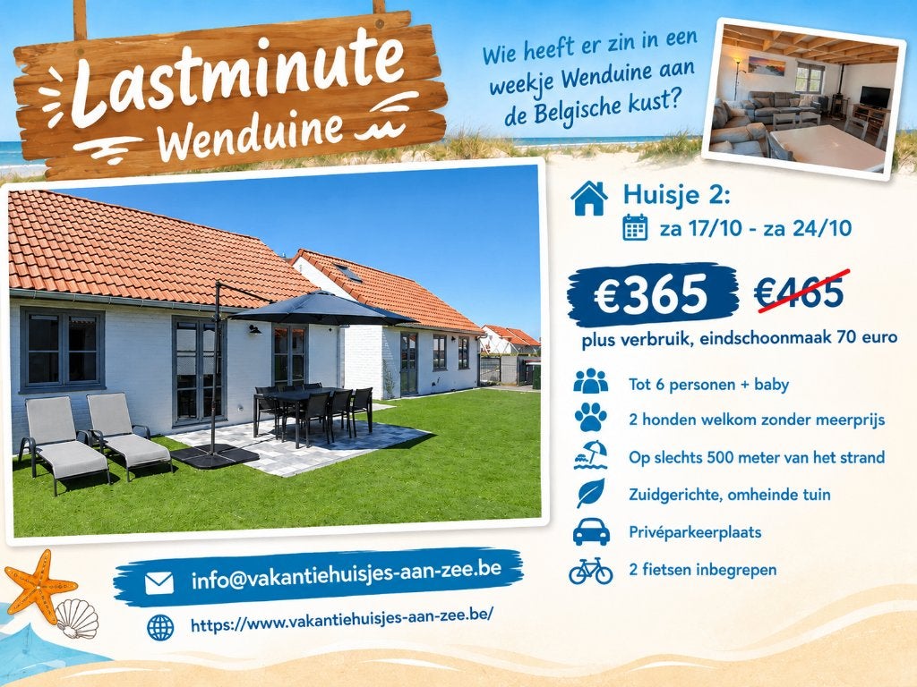 TE HUUR: vissershuis/ vakantiehuis te WENDUINE BLANKENBERGE, Afwasmachine, Recreatiepark, Eigenaar, 3 slaapkamers