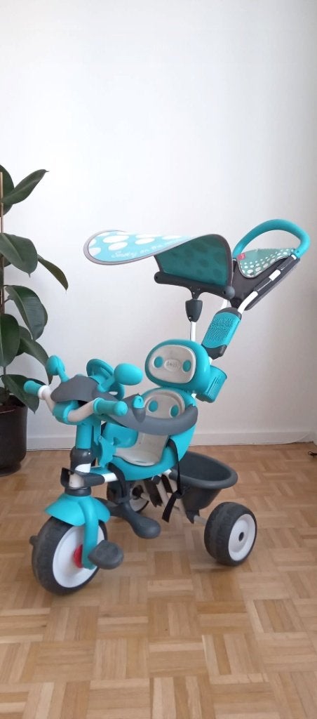 Tricycle évolutif Smoby Baby Driver Plus 3-en-1 – Bleu, Frein sur jante, Smoby, Comme neuf, Enlèvement