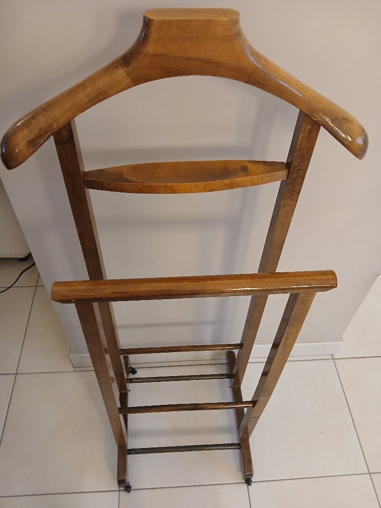 Valet porte vêtements en bois, Enlèvement, Avec roues, Utilisé