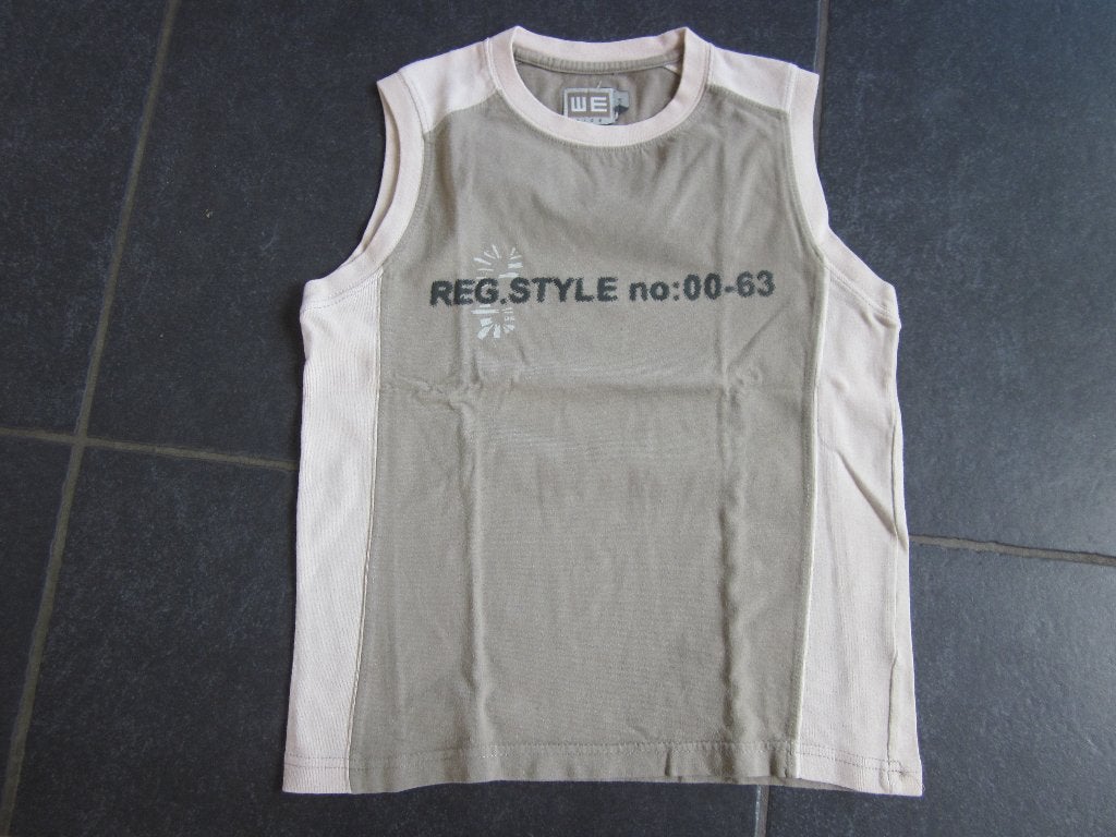 beige T-shirt zonder mouwen van het merk WE, Ophalen of Verzenden, Gebruikt, Jongen, Shirt of Longsleeve