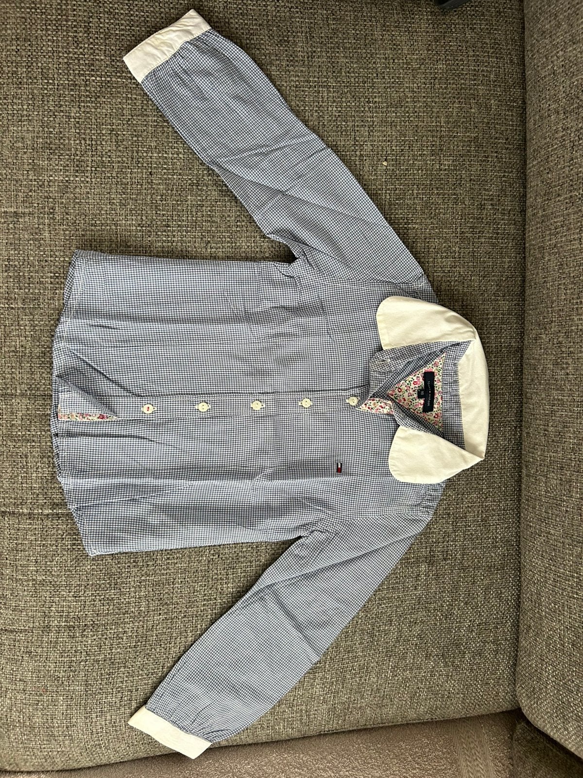 Blauw geruiten hemdje, Kinderen en Baby's, Kinderkleding | Maat 98, Ophalen, Zo goed als nieuw, Meisje, Overhemd of Blouse