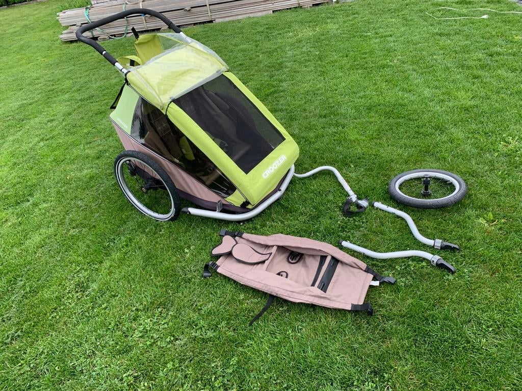 Croozer fietskar met joggingkit en babyschaal, Fietsen en Brommers, Ophalen, Gebruikt, Opvouwbaar, 60 tot 80 kg